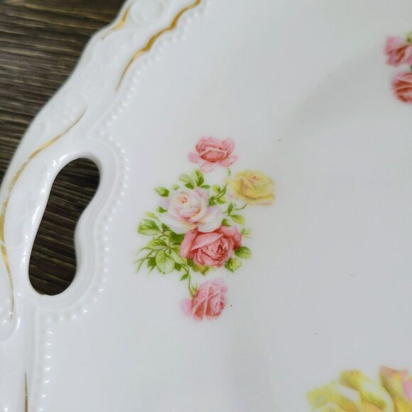 Vintage Mismatched Shabby Chic 2-Tiered Dessert Stand Hand-Painted Floral - Picture 14 of 16